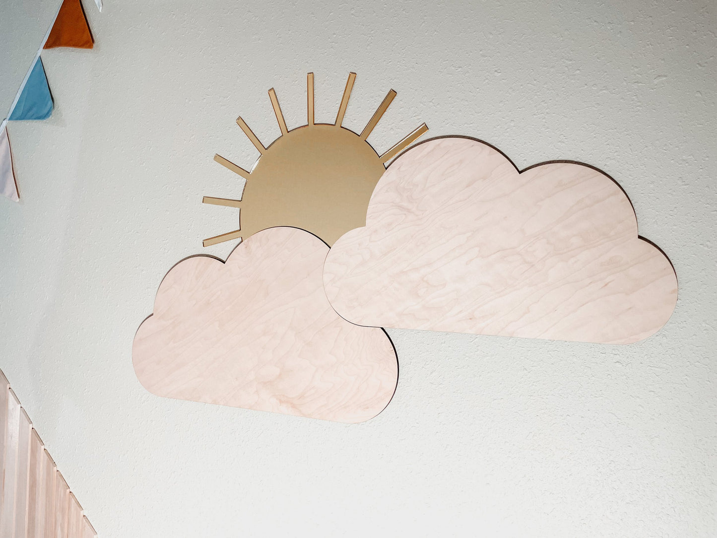 Boho sun & clouds, nursery wall decor, next colorful banner.