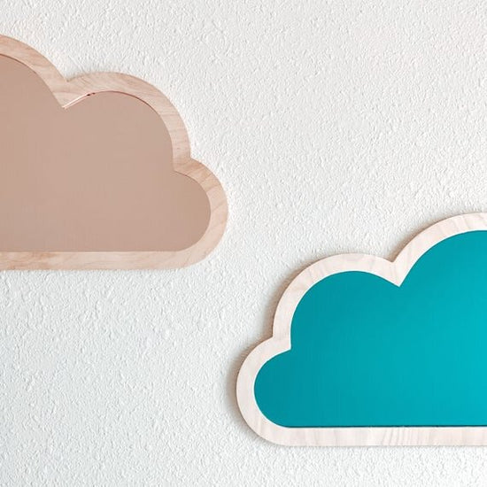 Pink and blue cloud mirror, nursery wall decor.
