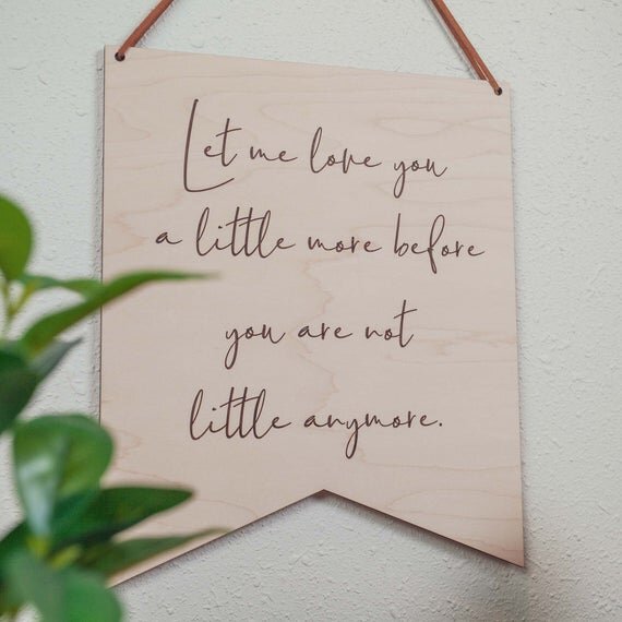 Let me Love you nursery sign hanging on nursery wall with plant  decor