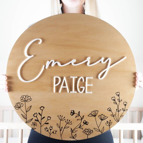Load image into Gallery viewer, Floral Custom Name Nursery Sign
